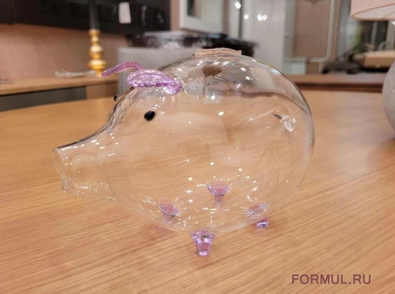 Копилка Авторская работа стеклянная свинка